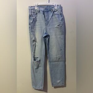 American Eagle Outfitters Light Blue Distressed Straight Leg Jeans